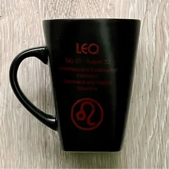 LEO Zodiac Lion Astrology Black Red Mug with Large Red Leo Design Like New - Picture 2 of 9